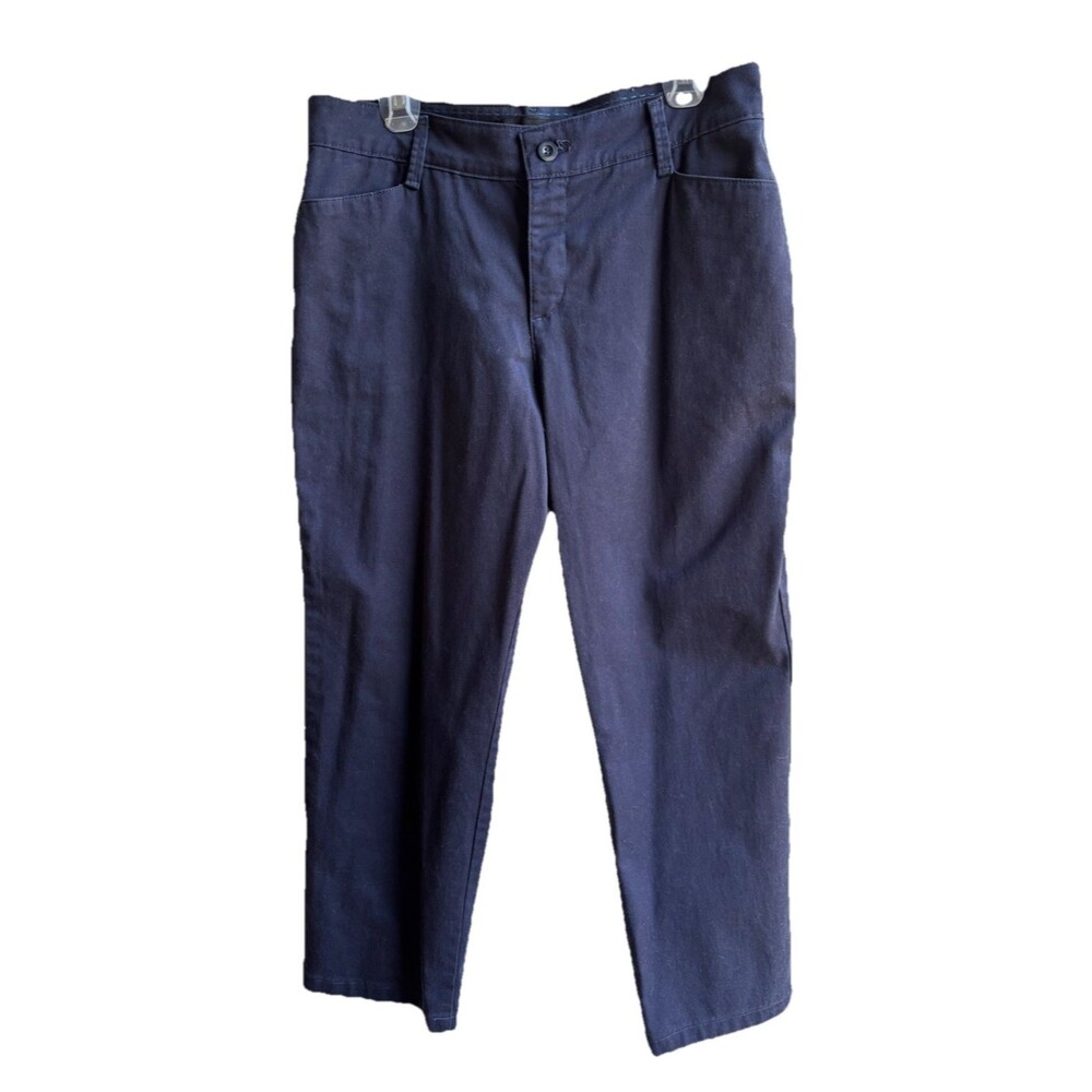 Lee Platinum Label Navy Blue Pants Relaxed Fit Straight Leg 14 Petite Short